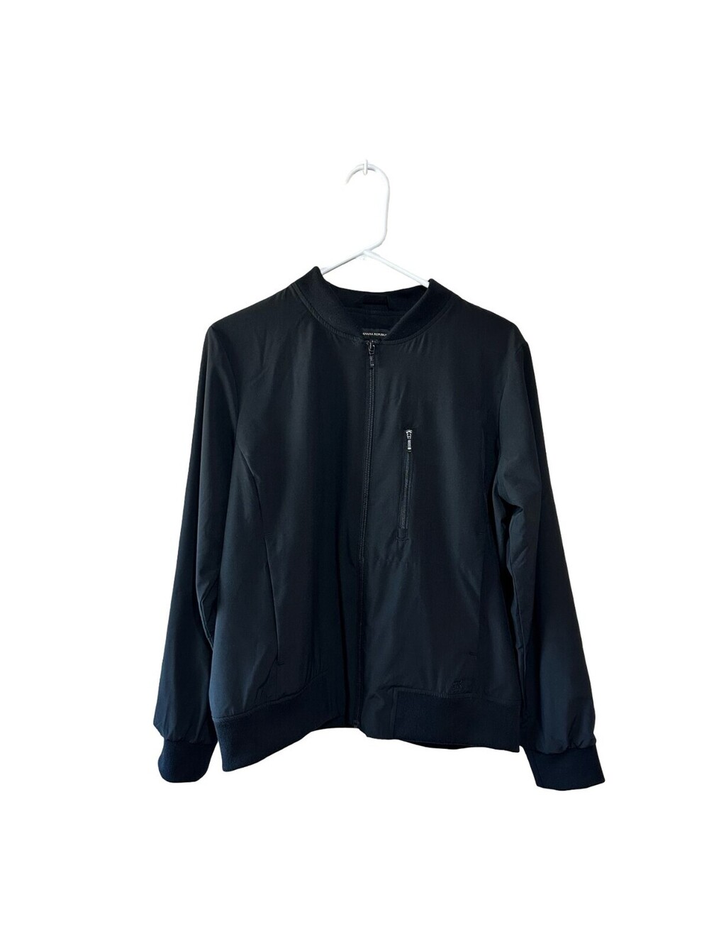 Banana Republic Black Bomber Jacket Full Zip Women's M Lightweight Casual Sporty